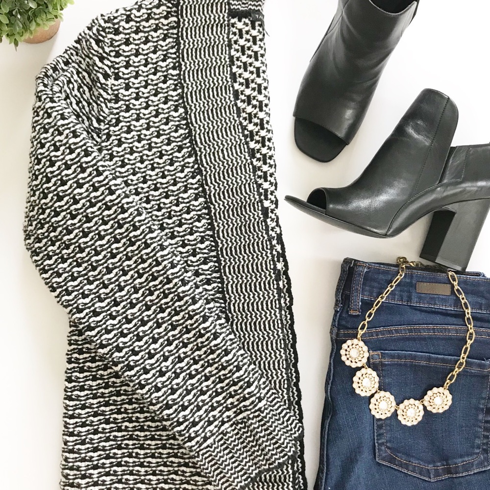 Talbots • Black and White Chunky Cardigan Sweater